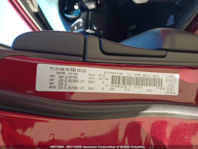 40072484 :رقم المزاد ، 1C4RJFAG6KC812780 vin ، 2019 Jeep Grand Cherokee Laredo مزاد بيع