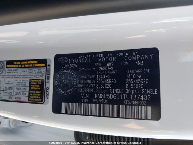 Aukcja sprzedaży 2026 Hyundai Santa Fe Ultimate Calligraphy Hybrid Awd, vin: KM8P5DG11TU137432, numer aukcji: 40078079
