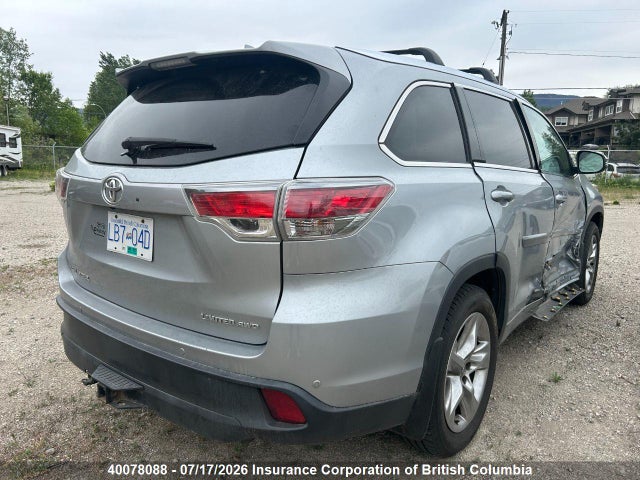 Продаж на аукціоні авто 2015 Toyota Highlander Limited/ltd Platinum, vin: 5TDDKRFH8FS185434, номер лоту: 40078088