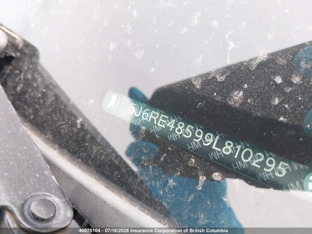 40078104 :رقم المزاد ، 5J6RE48599L810295 vin ، 2009 Honda Cr-v مزاد بيع
