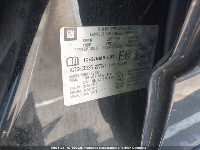 1GTG6CE32G1227874 GMC CANYON SLE