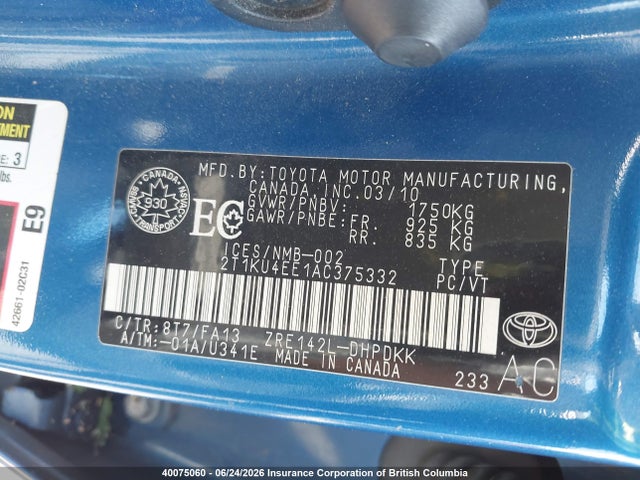 Продаж на аукціоні авто 2010 Toyota Corolla Matrix, vin: 2T1KU4EE1AC375332, номер лоту: 40075060
