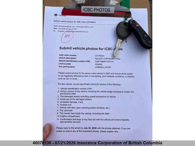Продаж на аукціоні авто 2001 Chrysler Pt Cruiser, vin: 3C8FY4BB91T678144, номер лоту: 40078136