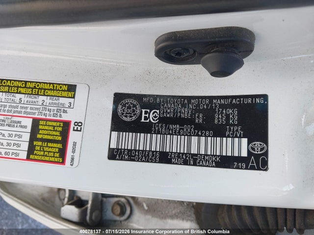 Aukcja sprzedaży 2013 Toyota Corolla Ce, vin: 2T1BU4EE9DC074280, numer aukcji: 40078137