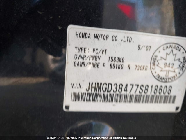 Продажа на аукционе авто 2007 Honda Fit, vin: JHMGD38477S818608, номер лота: 40078167