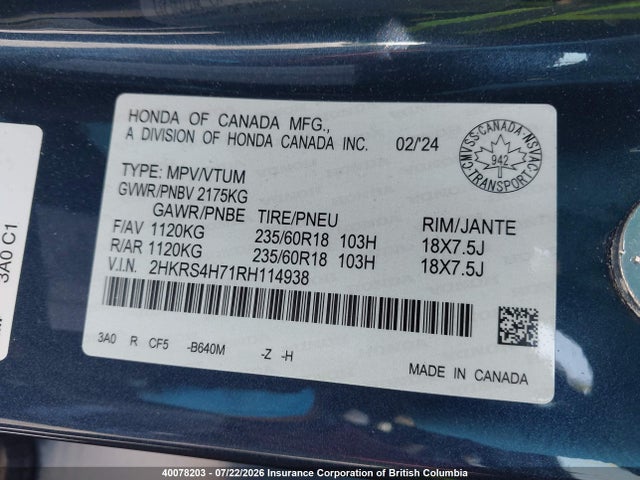 Honda CR-V 2024 2HKRS4H71RH114938 Image 9