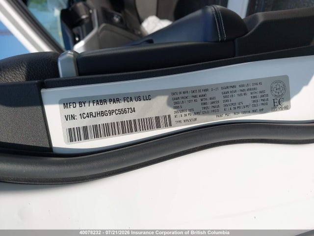 Aukcja sprzedaży 2023 Jeep Grand Cherokee Limited, vin: 1C4RJHBG9PC556734, numer aukcji: 40078232