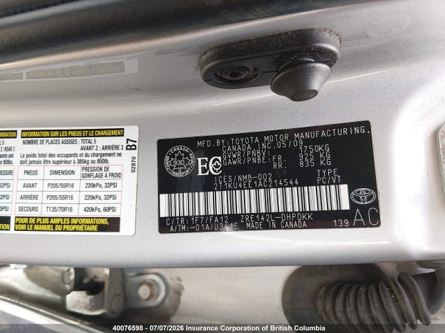 Продаж на аукціоні авто 2010 Toyota Corolla Matrix, vin: 2T1KU4EE1AC214544, номер лоту: 40076598