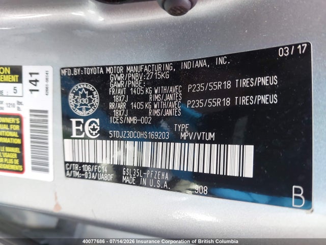 Toyota SIENNA LE 2017 5TDJZ3DC0HS169203 Image 9