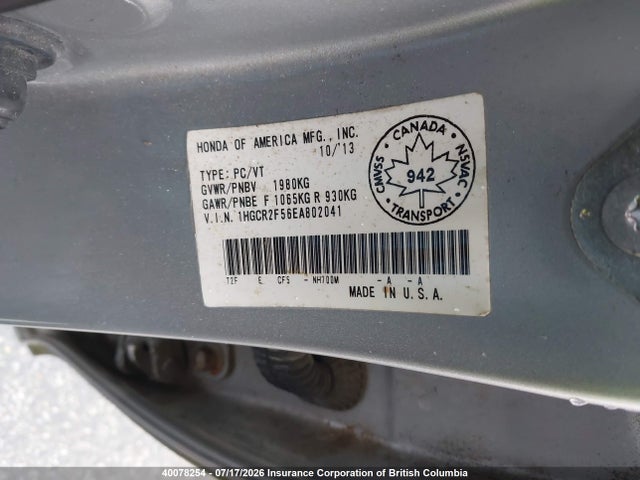 Продажа на аукционе авто 2014 Honda Accord Sport, vin: 1HGCR2F56EA802041, номер лота: 40078254