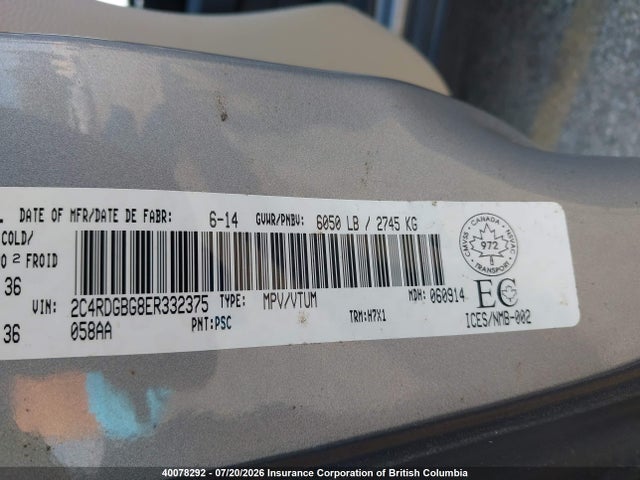 Dodge Grand Caravan Se 2014 2C4RDGBG8ER332375 Image 9