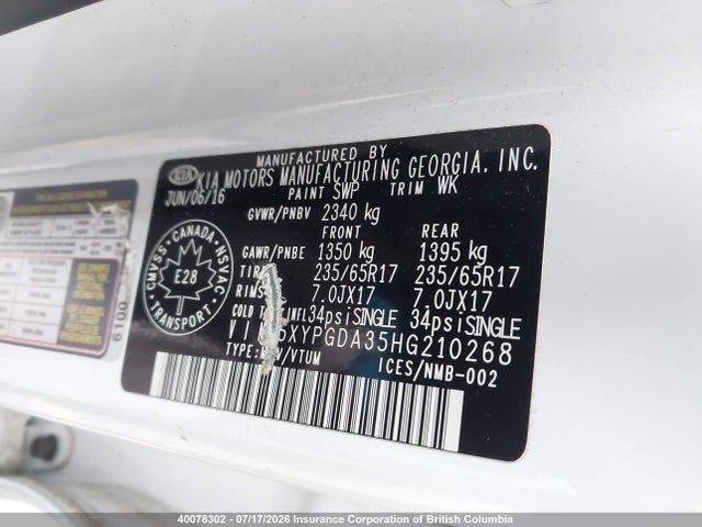 KIA Sorento Lx/l 2017 5XYPGDA35HG210268 Image 9