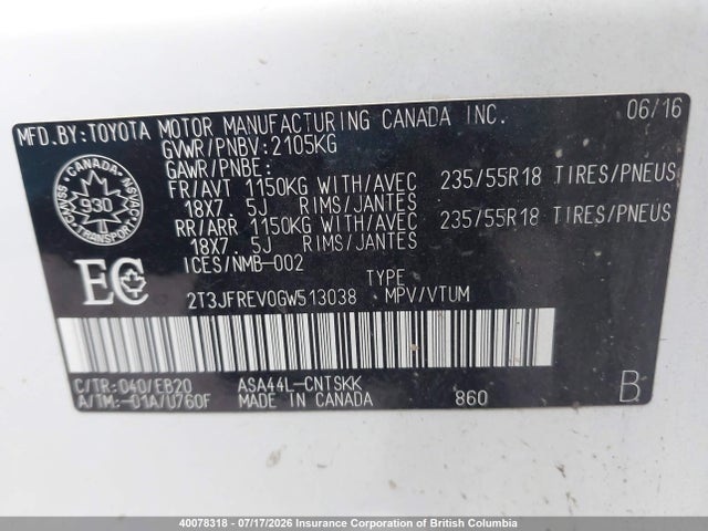 Toyota RAV4 2016 2T3JFREV0GW513038 Image 9