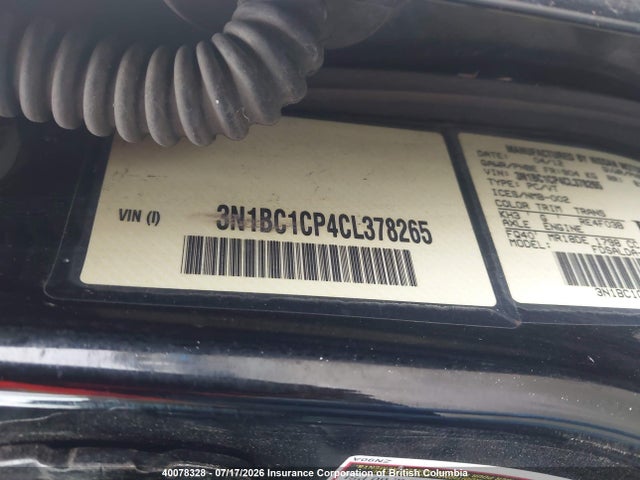 2012 Nissan Versa მანქანა იყიდება აუქციონზე, vin: 3N1BC1CP4CL378265, აუქციონის ნომერი: 40078328