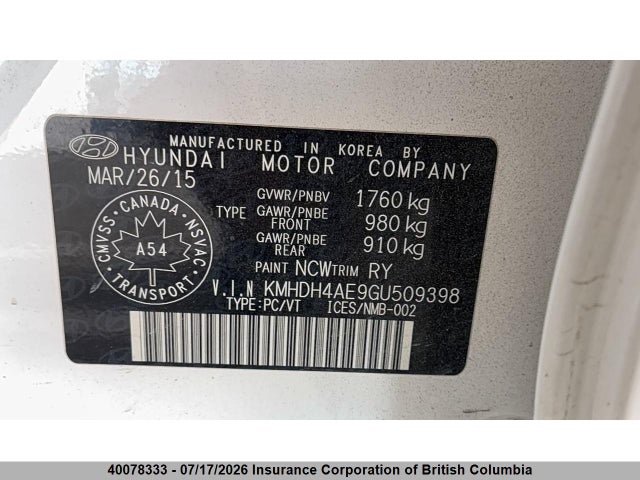 Aukcja sprzedaży 2016 Hyundai Elantra Se/sport/limited, vin: KMHDH4AE9GU509398, numer aukcji: 40078333