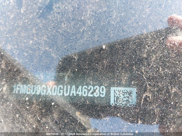 40078338 :رقم المزاد ، 1FMCU9GX0GUA46239 vin ، 2016 Ford Escape Se مزاد بيع