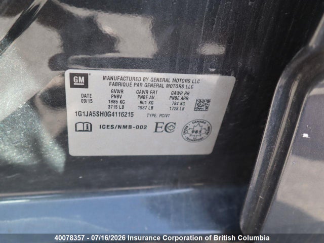 Chevrolet Sonic 2016 1G1JA5SH0G4116215 Image 11
