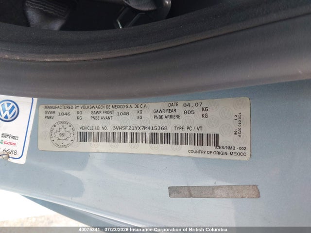 Aukcja sprzedaży 2007 Volkswagen New Beetle 2.5l Leather, vin: 3VWSF21YX7M415368, numer aukcji: 40075341