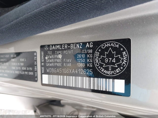 Aukcja sprzedaży 1999 Mercedes-benz S 500, vin: WDBGA51G6XA412625, numer aukcji: 40078370
