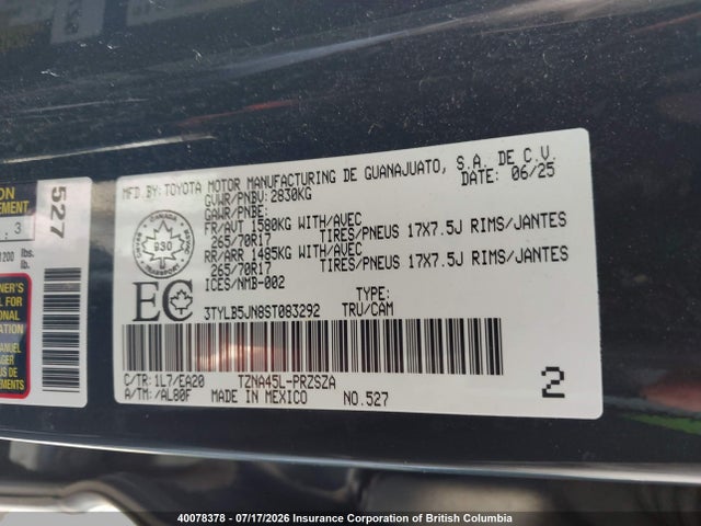 3TYLB5JN8ST083292 Toyota Tacoma Double Cab/sr5/trd Sport/trd Off Road/ltd