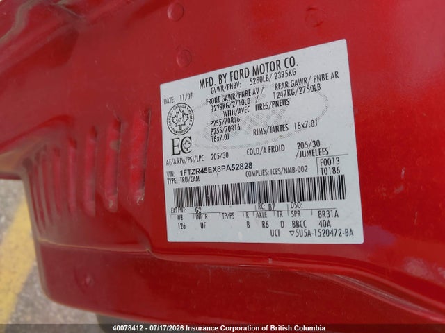 2008 Ford Ranger Super Cab მანქანა იყიდება აუქციონზე, vin: 1FTZR45EX8PA52828, აუქციონის ნომერი: 40078412