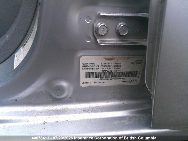 Aukcja sprzedaży 2006 Mitsubishi Lancer Es, vin: JA3AJ26E36U610099, numer aukcji: 40078413