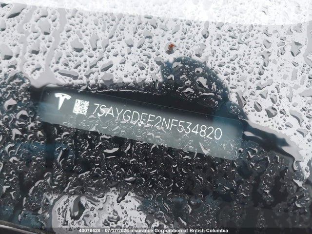 Aukcja sprzedaży 2022 Tesla Model Y, vin: 7SAYGDEE2NF534820, numer aukcji: 40078428