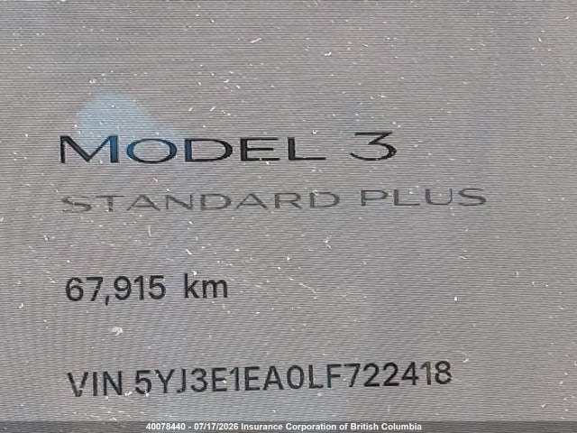 Tesla MODEL 3 2020 5YJ3E1EA0LF722418 Image 16