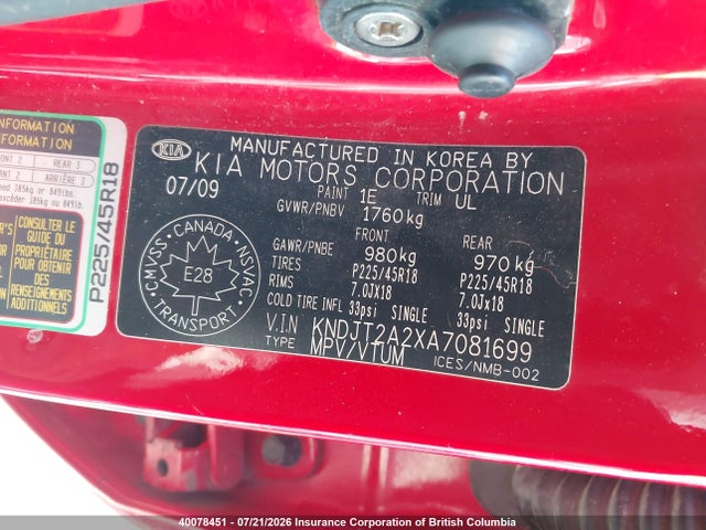 Aukcja sprzedaży 2010 Kia Soul, vin: KNDJT2A2XA7081699, numer aukcji: 40078451