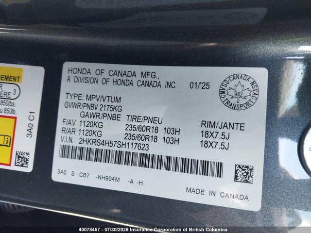 Honda CR-V 2025 2HKRS4H57SH117623 Image 9