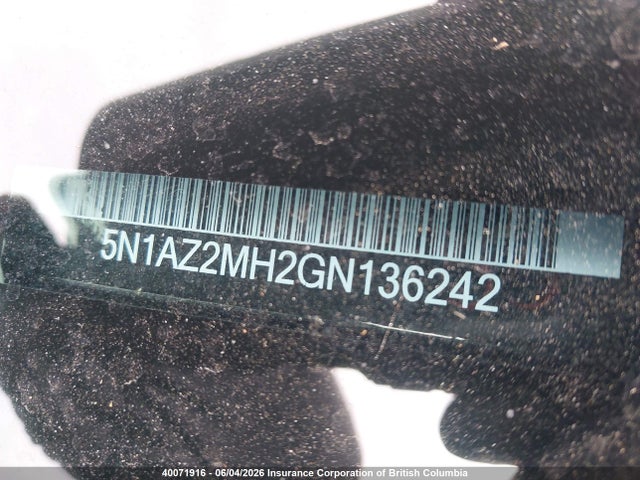 5N1AZ2MH2GN136242 Nissan Murano S/sl/sv/platinum