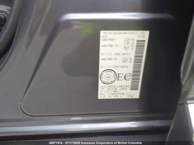 5N1AZ2MH2GN136242 Nissan Murano S/sl/sv/platinum