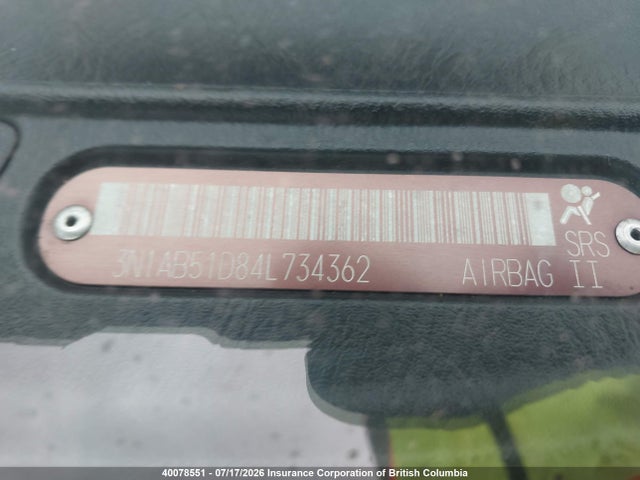 40078551 :رقم المزاد ، 3N1AB51D84L734362 vin ، 2004 Nissan Sentra Se-r Spec V مزاد بيع
