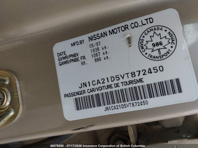 Продажа на аукционе авто 1997 Nissan Maxima Gle/gxe/se, vin: JN1CA21D5VT872450, номер лота: 40078558