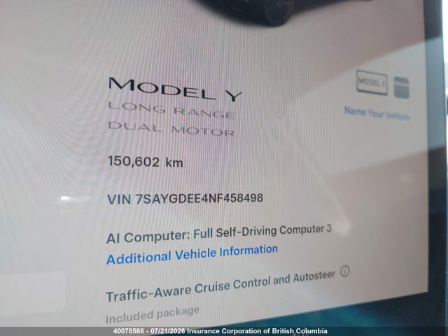 Aukcja sprzedaży 2022 Tesla Model Y, vin: 7SAYGDEE4NF458498, numer aukcji: 40078588