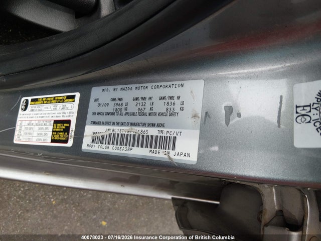 Aukcja sprzedaży 2010 Mazda 3 I, vin: JM1BL1SF1A1121865, numer aukcji: 40078023