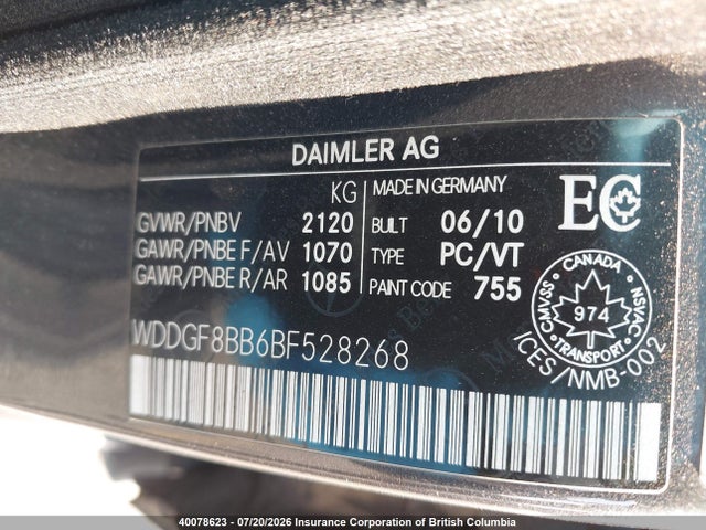 2011 Mercedes-benz C 300 4matic მანქანა იყიდება აუქციონზე, vin: WDDGF8BB6BF528268, აუქციონის ნომერი: 40078623
