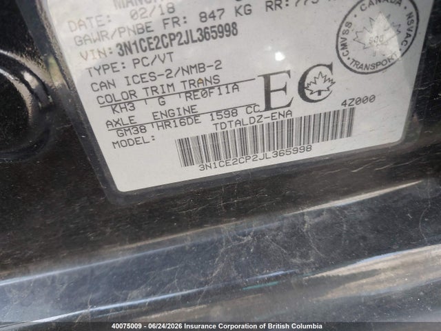 Nissan Versa Note S/sr/sv 2018 3N1CE2CP2JL365998 Image 9