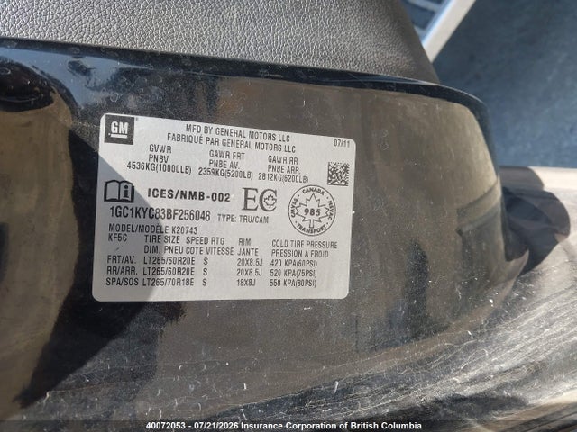 2011 Chevrolet Silverado K2500 Heavy Duty Ltz მანქანა იყიდება აუქციონზე, vin: 1GC1KYC83BF256048, აუქციონის ნომერი: 40072053
