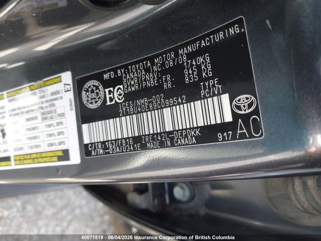 Продаж на аукціоні авто 2009 Toyota Corolla S/le/xle, vin: 2T1BU40E89C099542, номер лоту: 40071519