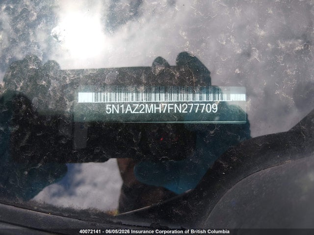 40072141 :رقم المزاد ، 5N1AZ2MH7FN277709 vin ، 2015 Nissan Murano S/sl/sv/platinum مزاد بيع