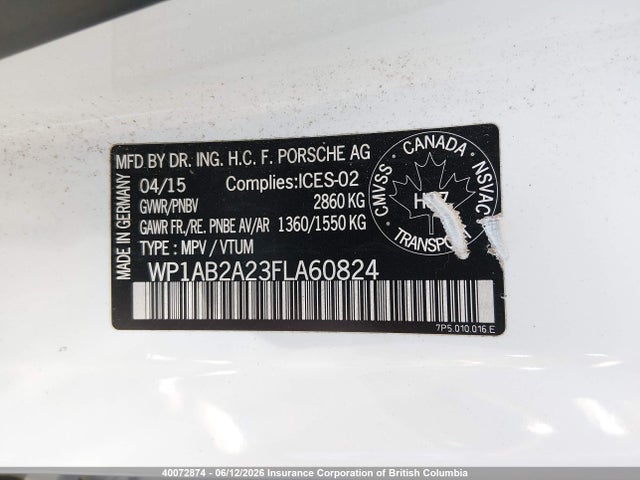 WP1AB2A23FLA60824 Porsche CAYENNE S