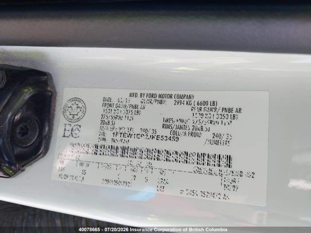 Aukcja sprzedaży 2018 Ford F150, vin: 1FTEW1EP2JKE53459, numer aukcji: 40078665