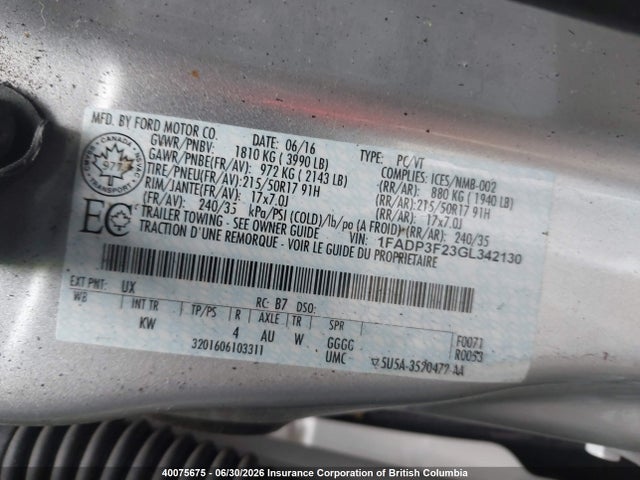 Aukcja sprzedaży 2016 Ford Focus Se, vin: 1FADP3F23GL342130, numer aukcji: 40075675