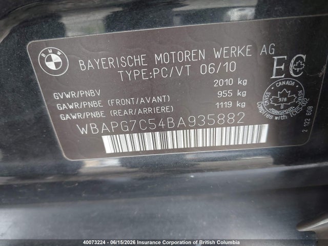2011 Bmw 323 I მანქანა იყიდება აუქციონზე, vin: WBAPG7C54BA935882, აუქციონის ნომერი: 40073224