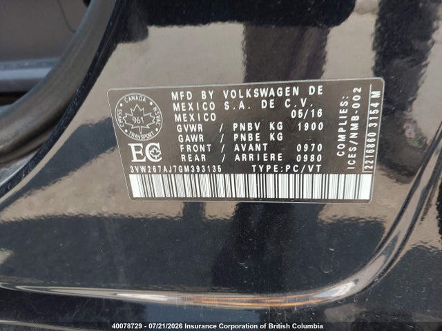 Volkswagen Jetta 2016 3VW267AJ7GM393135 Image 9
