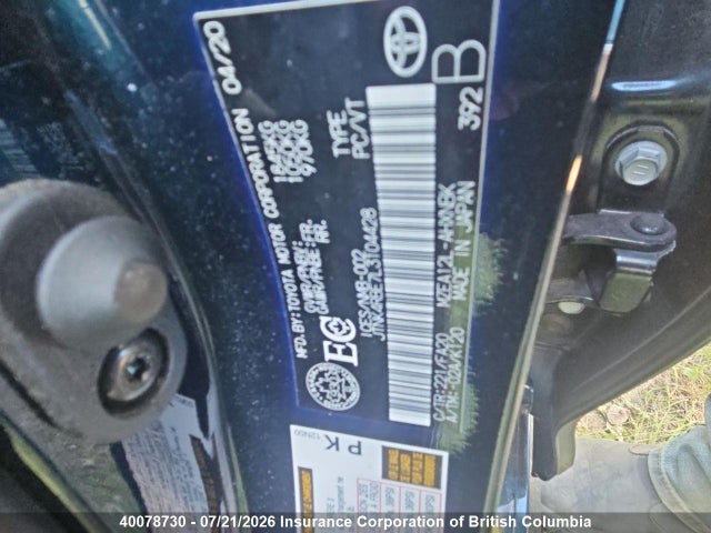 Продаж на аукціоні авто 2020 Toyota Corolla Se/xse, vin: JTNK4RBE7L3104428, номер лоту: 40078730
