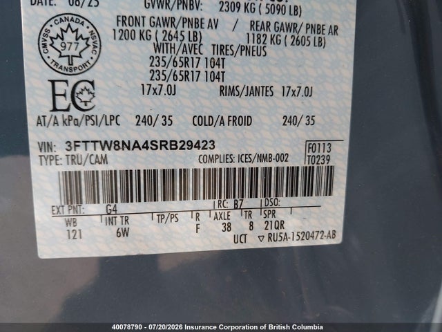 Ford Maverick Tremor 2025 3FTTW8NA4SRB29423 Image 9