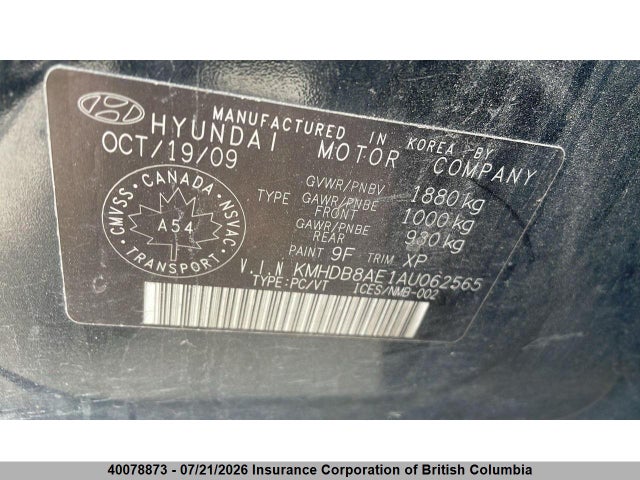 40078873 :رقم المزاد ، KMHDB8AE1AU062565 vin ، 2010 Hyundai Elantra Touring Gls مزاد بيع