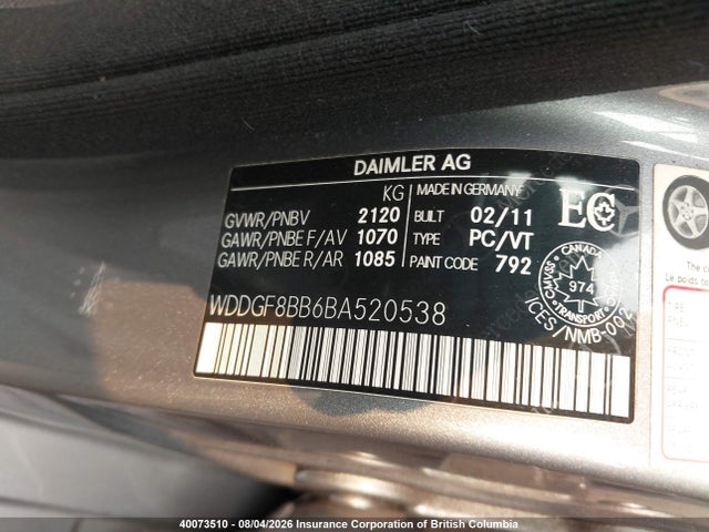 2011 Mercedes-benz C 300 4matic მანქანა იყიდება აუქციონზე, vin: WDDGF8BB6BA520538, აუქციონის ნომერი: 40073510